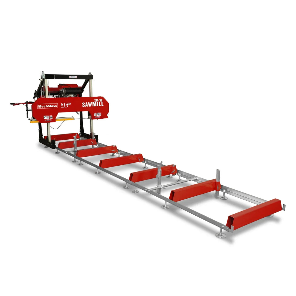 36" MAX Portable Sawmill,  25HP 688cc HONDA GX690 V-Twin Engine,  35" Board Width,  20' Track Length,  (10 Blades Included) SM36HMAX