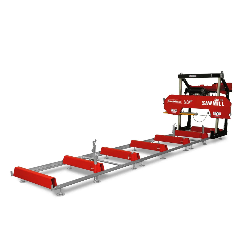 36" MAX Portable Sawmill,  25HP 688cc HONDA GX690 V-Twin Engine,  35" Board Width,  20' Track Length,  (10 Blades Included) SM36HMAX