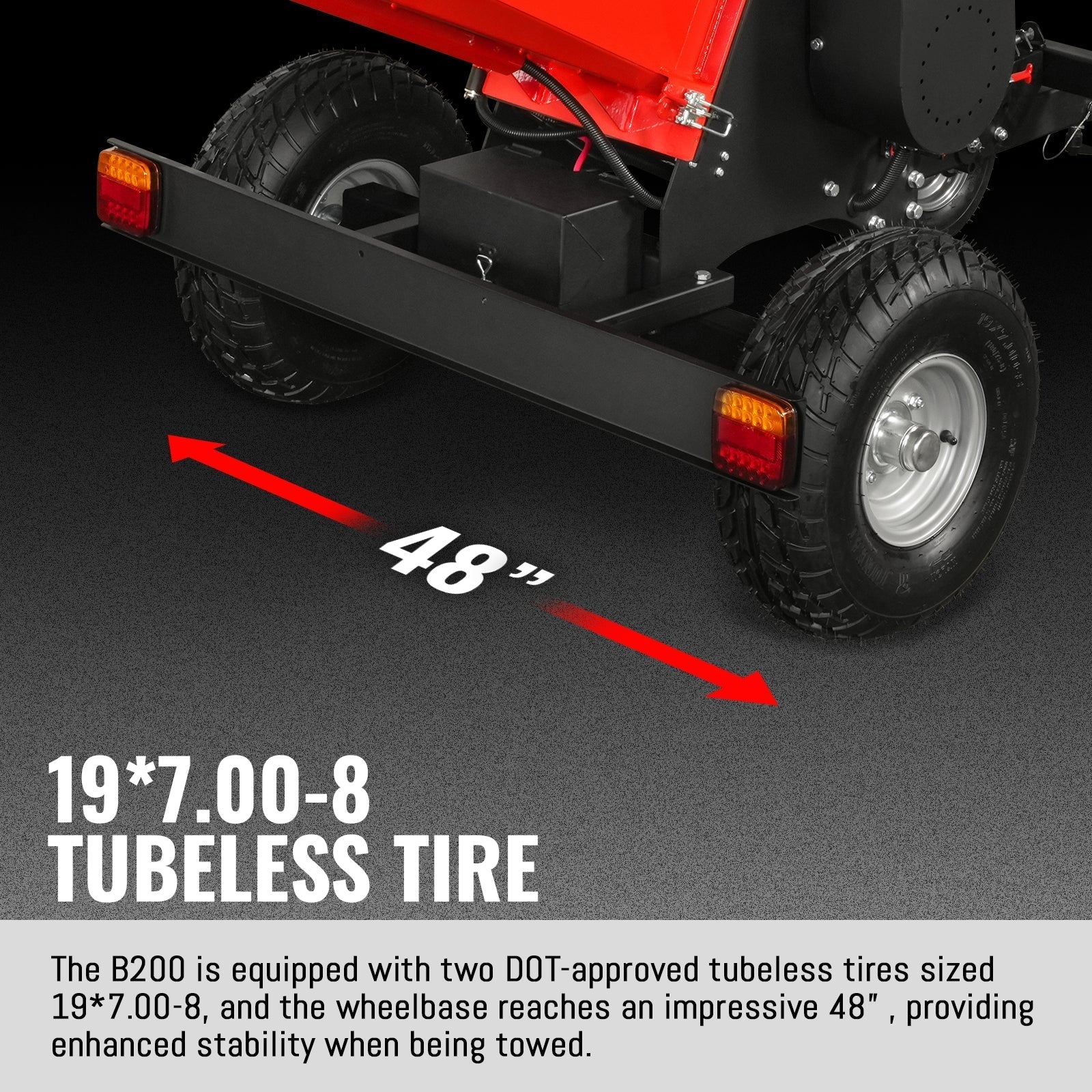 8 inch ZONSEN E-Start 1000cc 35hp Gas Powered 4 - Wheel Drum Wood Chipper with Taillight ,  B200